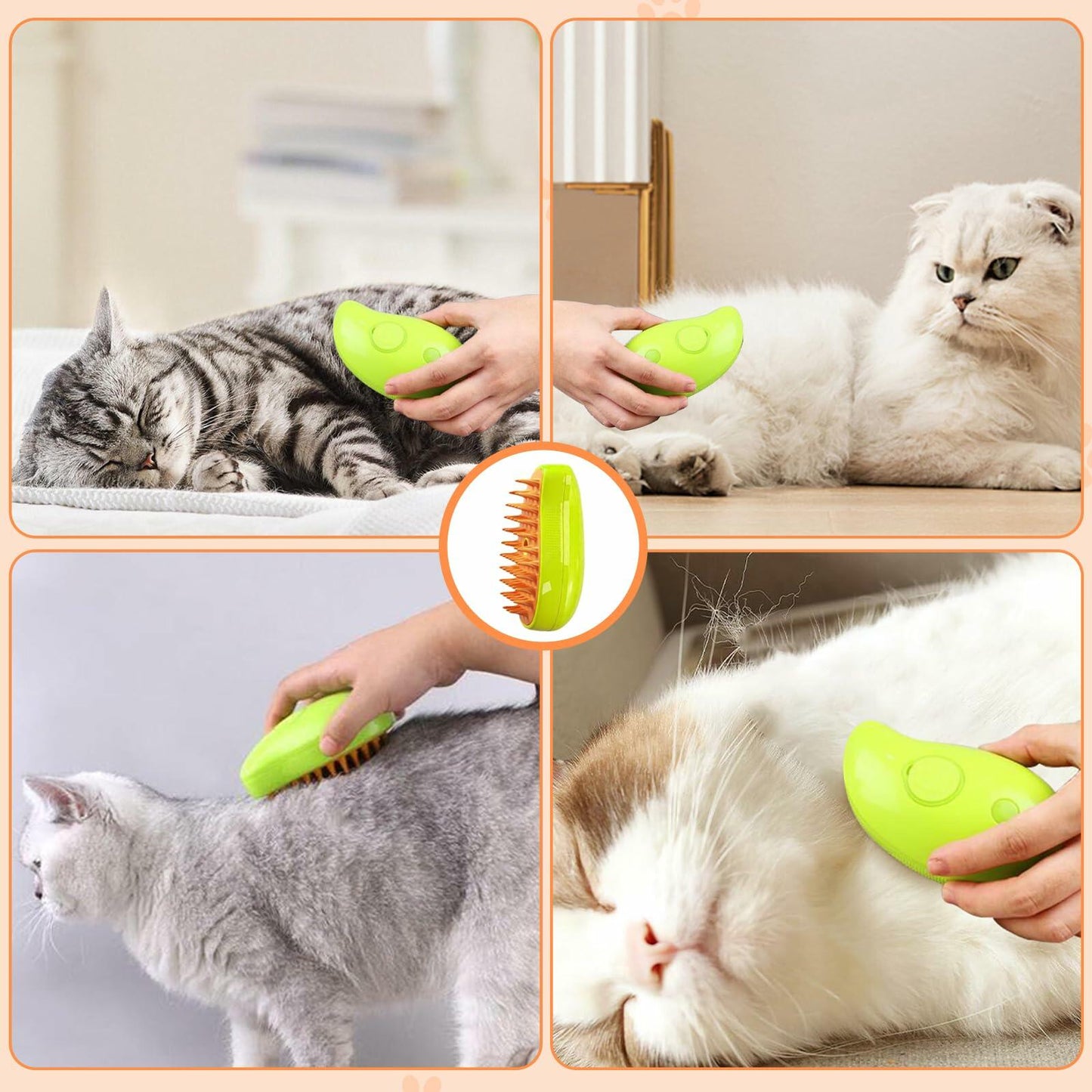 Steamy 3-in-1 Steam Pet Grooming Brush Self-Cleaning Hair Removal