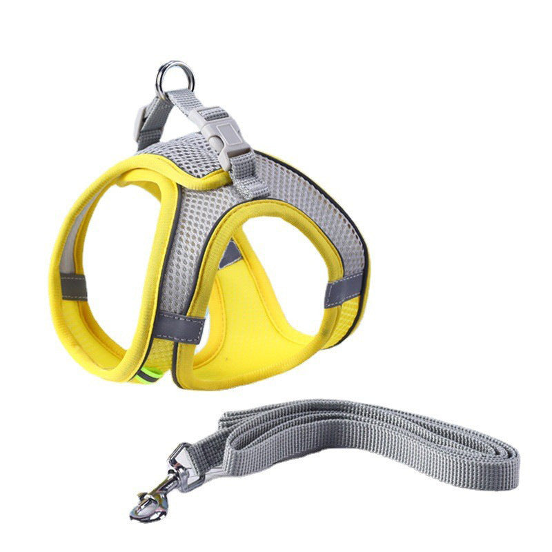 Adjustable Reflective Breathable Mesh Pet Harness with Leash for Outdoors