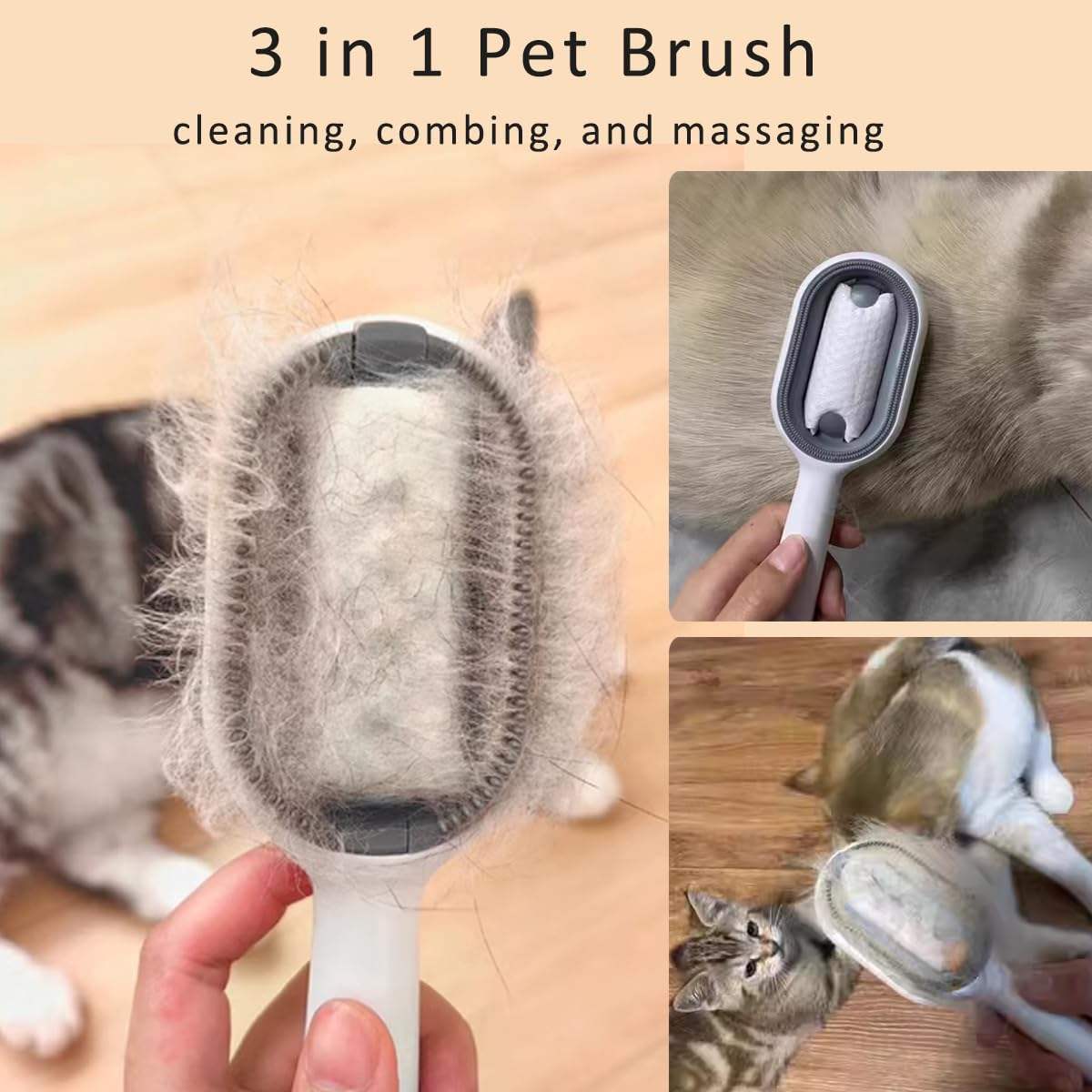 4-in-1 Cat Hair Brush With Water Double-Sided Grooming Comb
