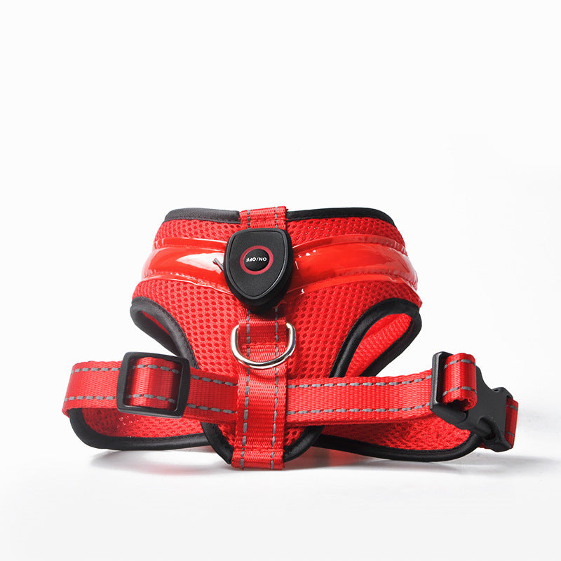 LED Luminous Dog Harness USB Charging Reflective Vest for Large Puppies