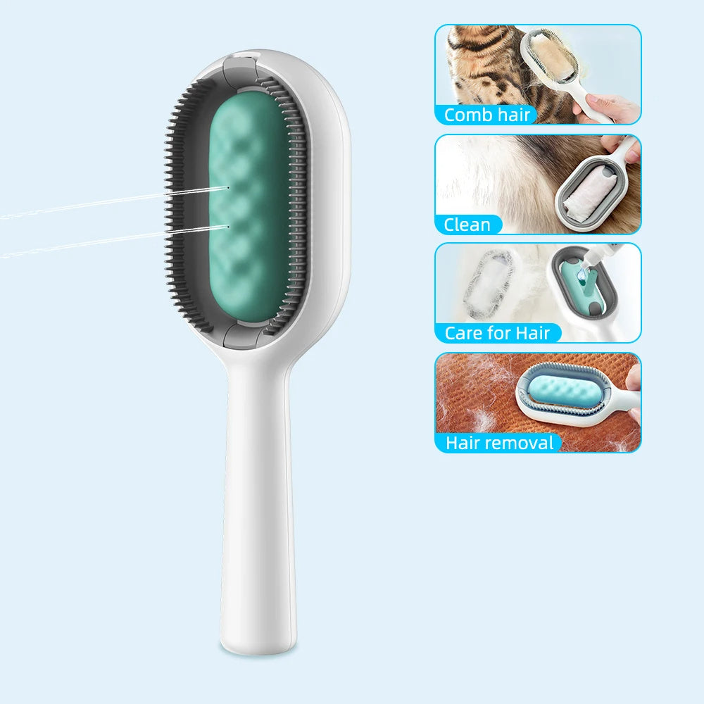 4-in-1 Cat Hair Brush With Water Double-Sided Grooming Comb