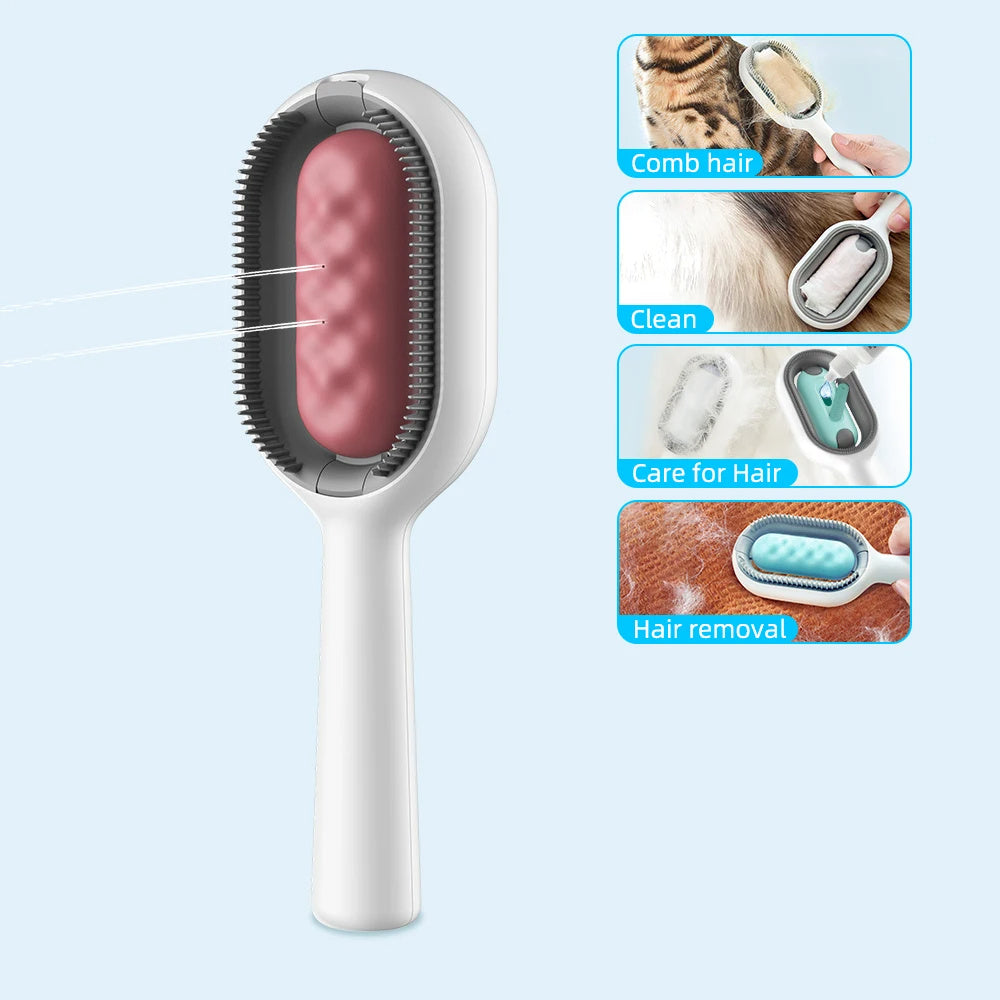 4-in-1 Cat Hair Brush With Water Double-Sided Grooming Comb
