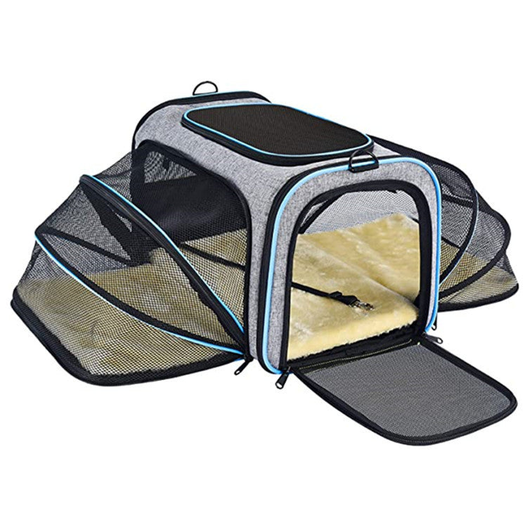 Airline Approved Expandable Foldable Soft Pet Carrier with Reflective Tapes