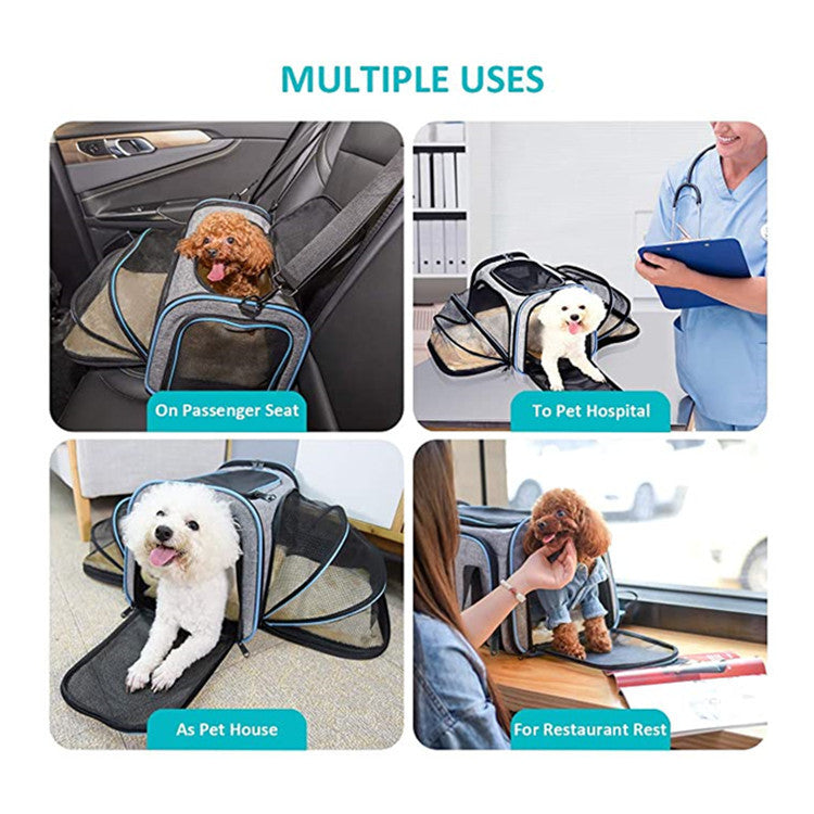 Airline Approved Expandable Foldable Soft Pet Carrier with Reflective Tapes