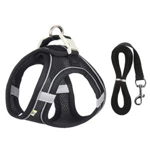 Adjustable Reflective Breathable Mesh Pet Harness with Leash for Outdoors