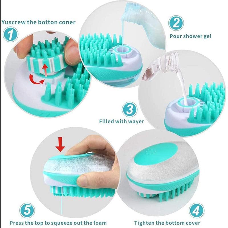 2-in-1 Pet Bath Brush Massage Comb for Dogs and Cats