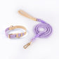 Luxury Pastel Dog Collar and Rope Leash Set for Small Medium Dogs