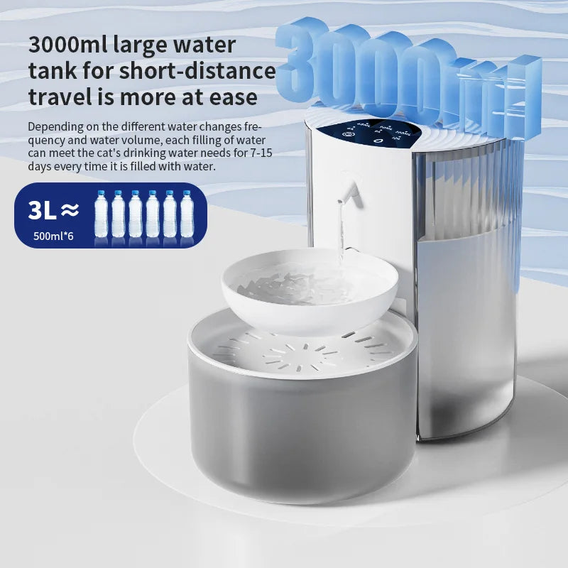 Smart Dump Wireless Automatic Pet Water Dispenser Rechargeable Feeder for Dogs Cats