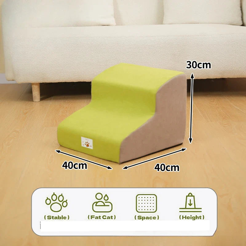 Pet 2/3 Step Stairs Ramp – Soft Memory Foam Dog & Cat Ladder | Removable & Washable Training Pet Ramp