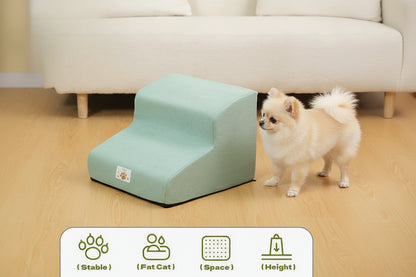 Pet 2/3 Step Stairs Ramp – Soft Memory Foam Dog & Cat Ladder | Removable & Washable Training Pet Ramp