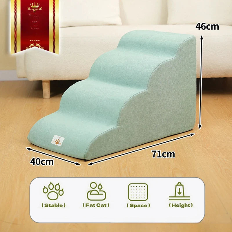 Pet 2/3 Step Stairs Ramp – Soft Memory Foam Dog & Cat Ladder | Removable & Washable Training Pet Ramp