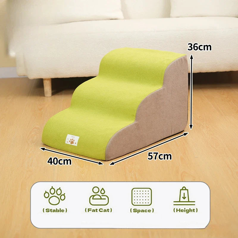 Pet 2/3 Step Stairs Ramp – Soft Memory Foam Dog & Cat Ladder | Removable & Washable Training Pet Ramp
