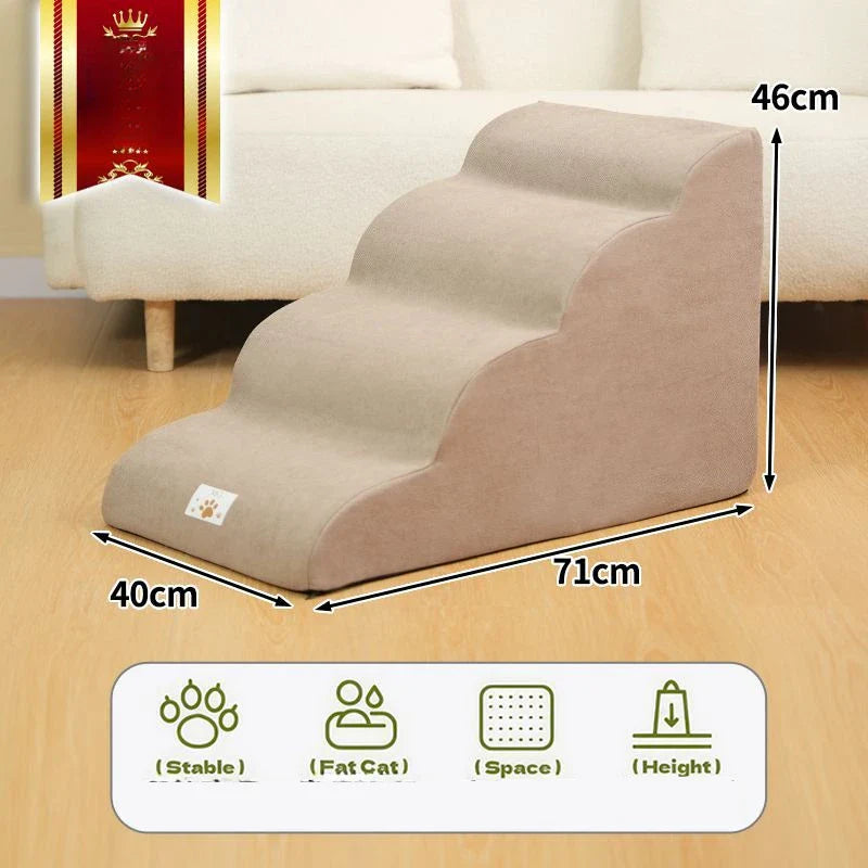 Pet 2/3 Step Stairs Ramp – Soft Memory Foam Dog & Cat Ladder | Removable & Washable Training Pet Ramp