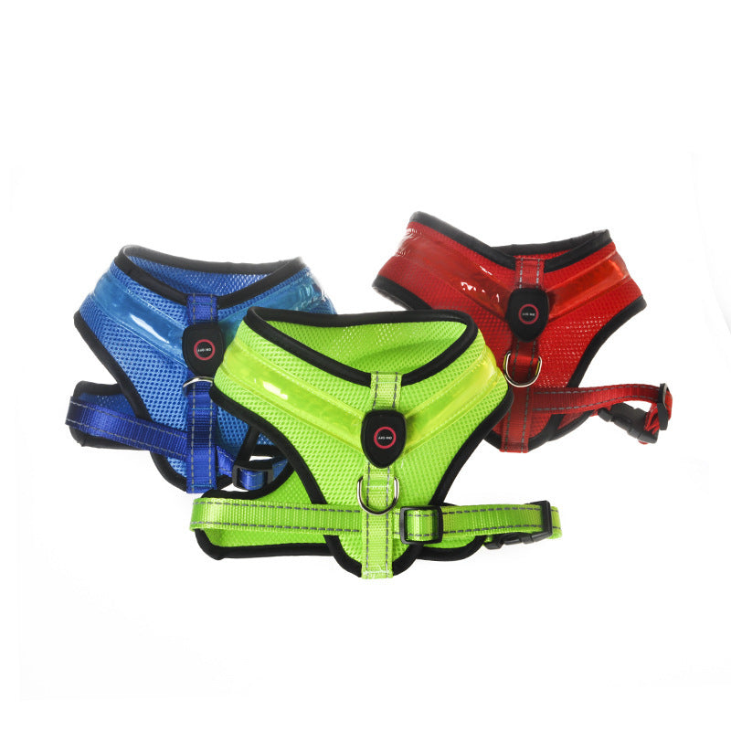 LED Luminous Dog Harness USB Charging Reflective Vest for Large Puppies