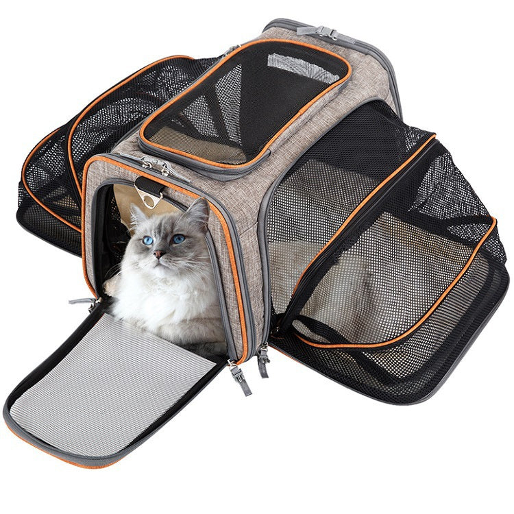 Airline Approved Expandable Foldable Soft Pet Carrier with Reflective Tapes