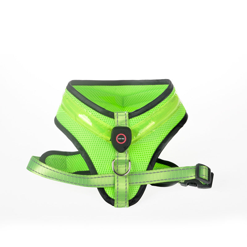 LED Luminous Dog Harness USB Charging Reflective Vest for Large Puppies