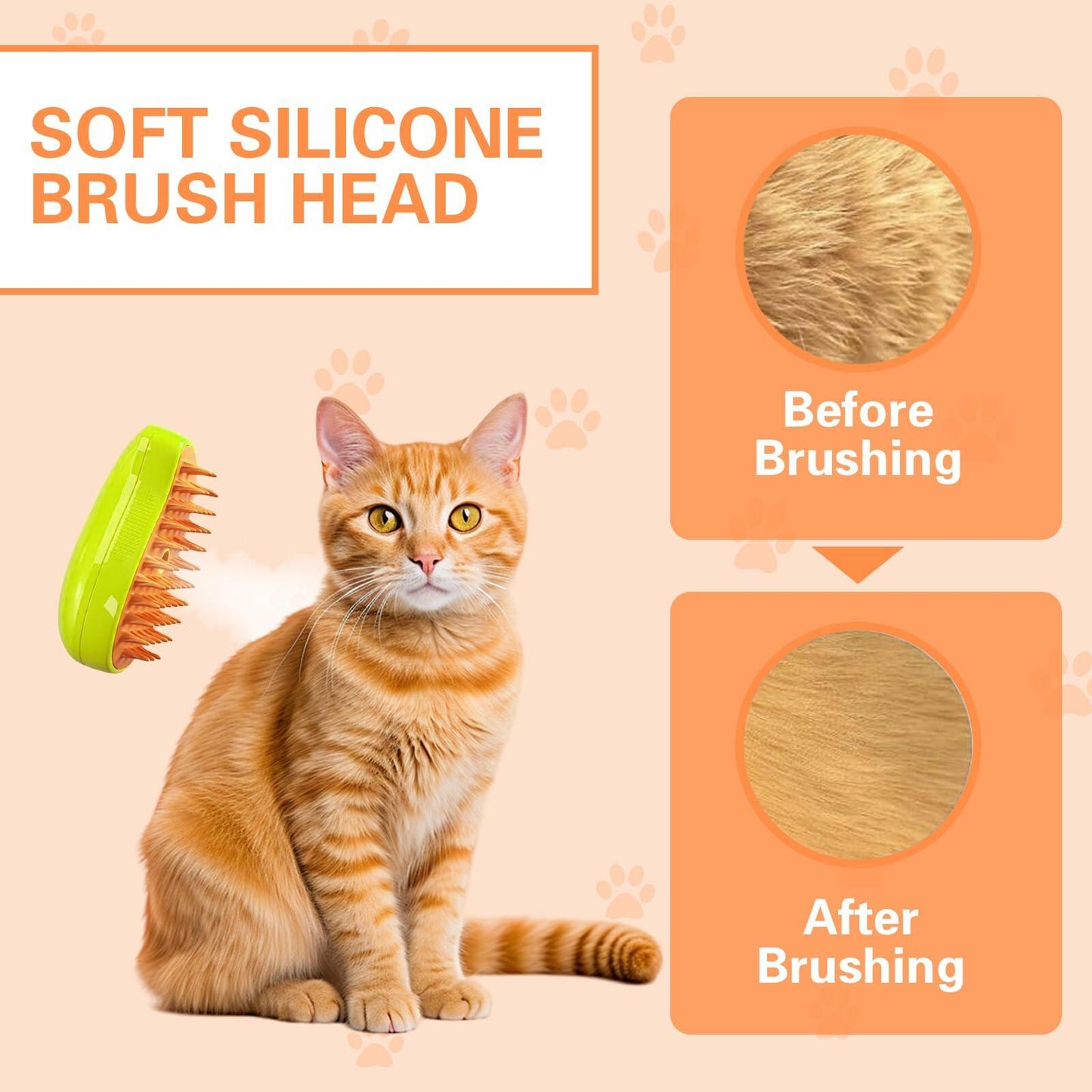 Steamy 3-in-1 Steam Pet Grooming Brush Self-Cleaning Hair Removal