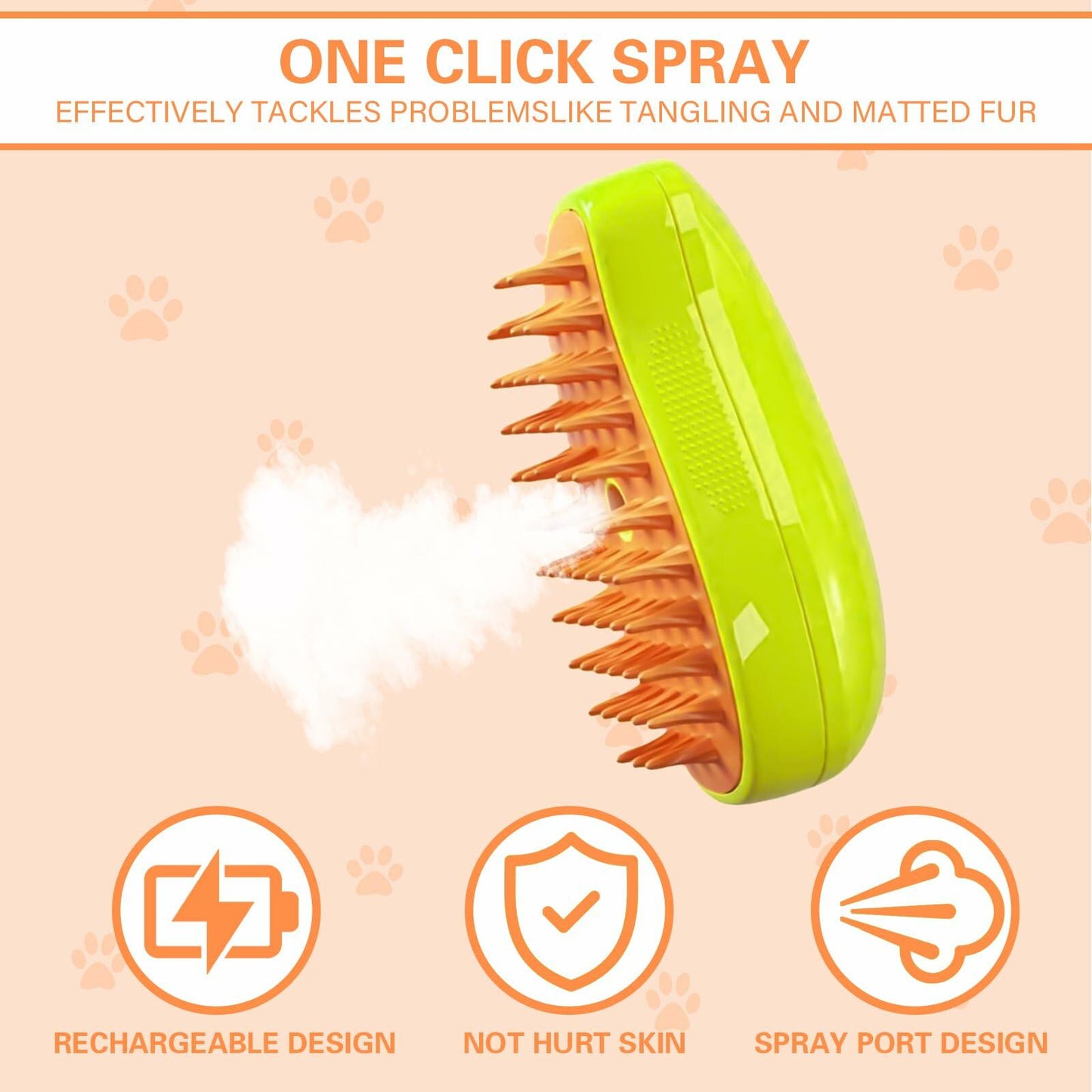Steamy 3-in-1 Steam Pet Grooming Brush Self-Cleaning Hair Removal